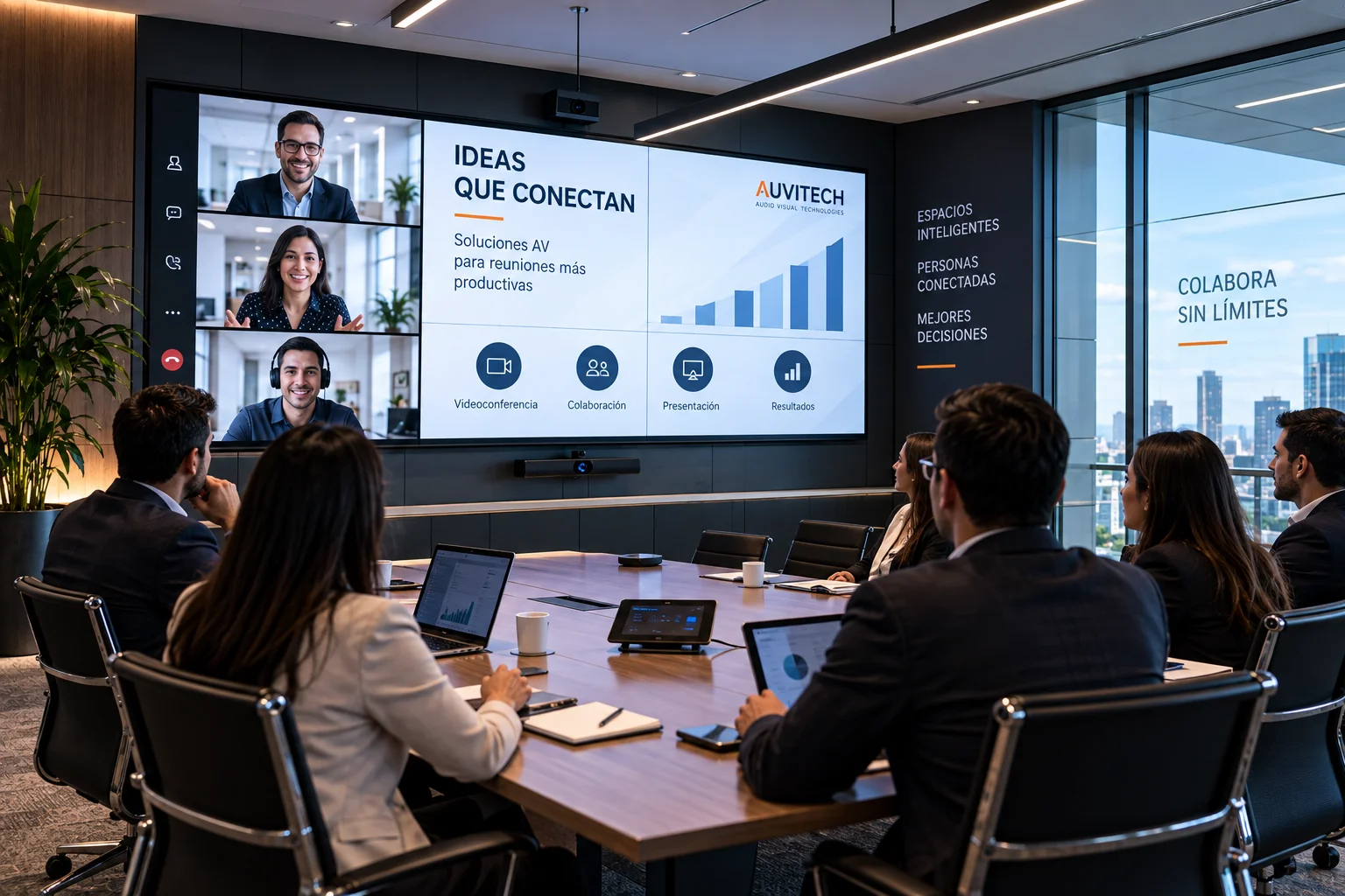 Corporativo con pantalla LED